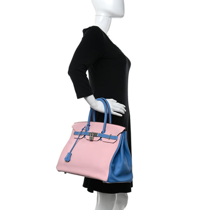 Hermes Swift Horseshoe Birkin 35 Rose Sakura Bleu Paradis 2 of 11