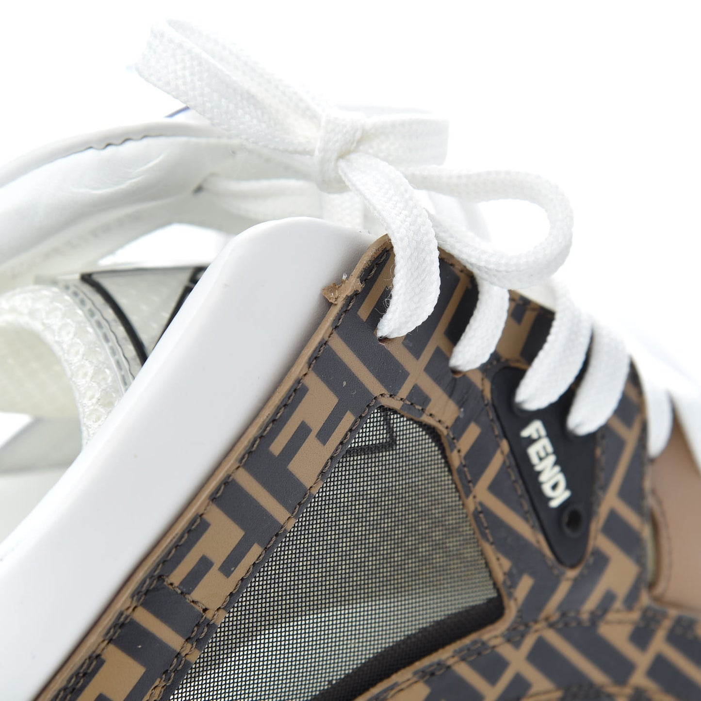 Vitello Mesh FF Digital Print Mens Fancy Low Top Sneakers 9 Nocciola Black Ultra White