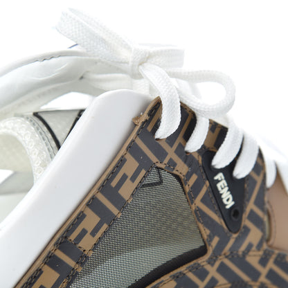 Fendi Vitello Mesh FF Digital Print Mens Fancy Low Top Sneakers 9 Nocciola Black Ultra White 10 of 12