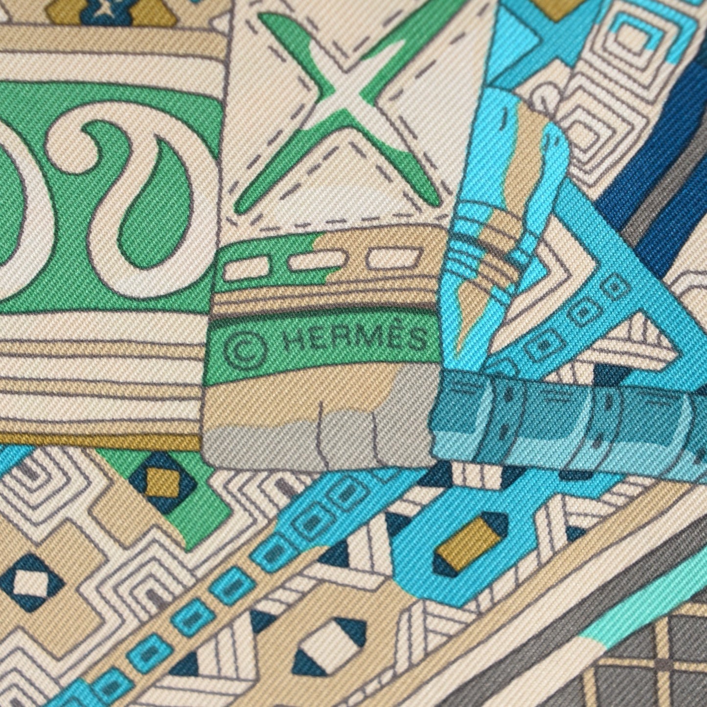 Silk Voyage En Etoffes Scarf 90 Caban Turquoise Vert