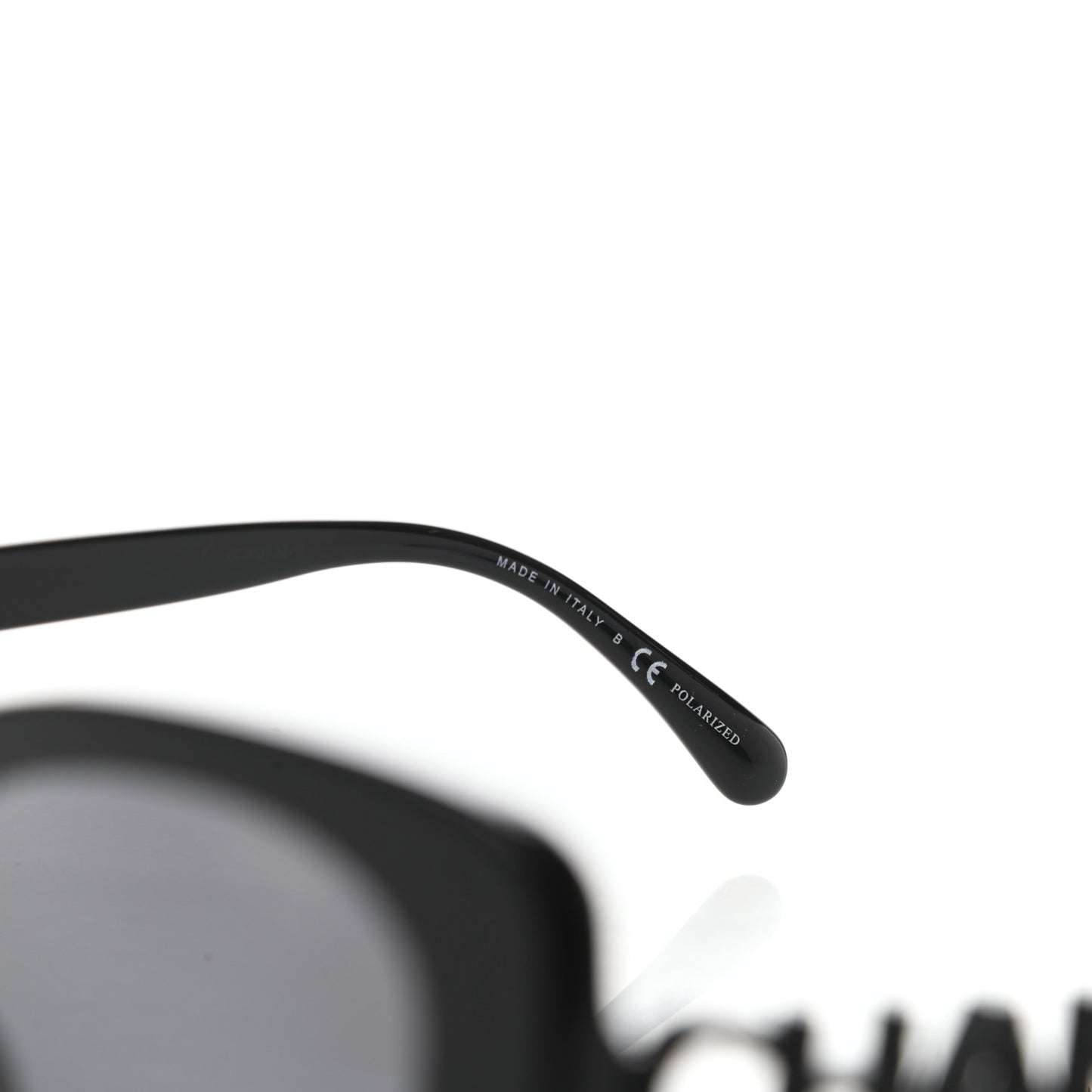 Acetate Strass Polarized Square Sunglasses 5422-B Black