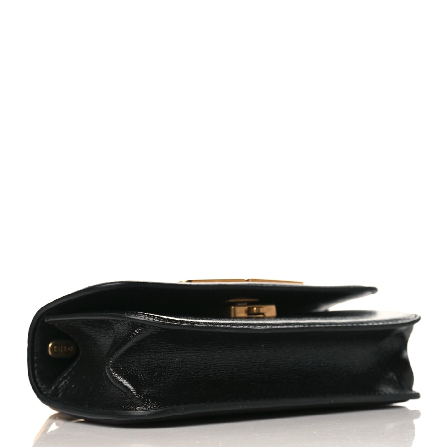Calfskin Stripe Embossed Gossip Chain Bag XS Black