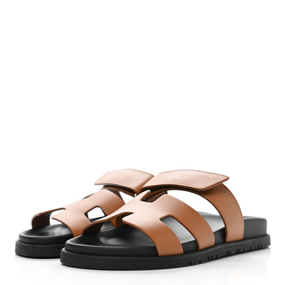 Hermes Calfskin Womens Chypre Sandals 36.5 Naturel 3 of 9