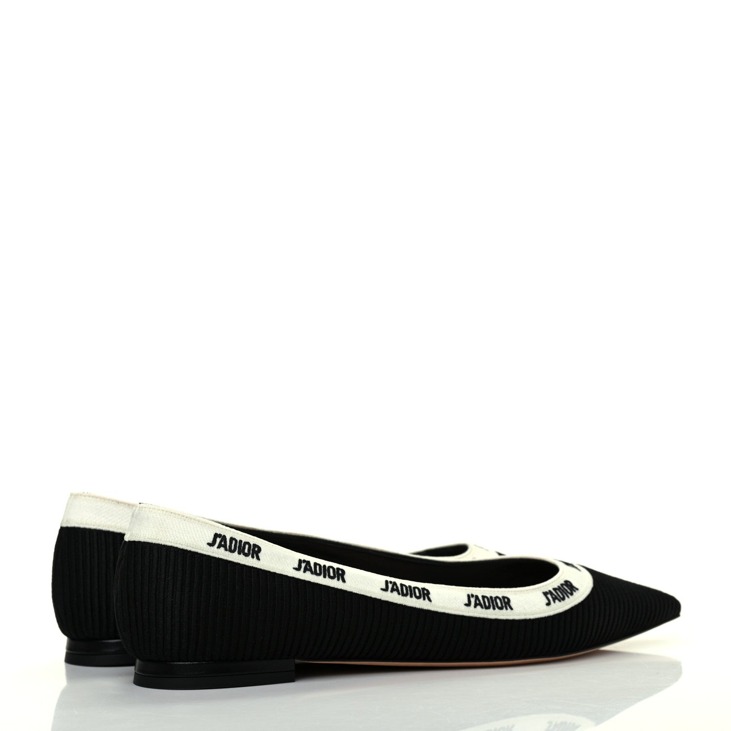 Christian Dior Fabric Ribbon Embroidered J'Adior Ballet Flats 39.5 Black 4 of 10