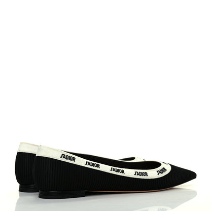 Christian Dior Fabric Ribbon Embroidered J'Adior Ballet Flats 39.5 Black 4 of 10
