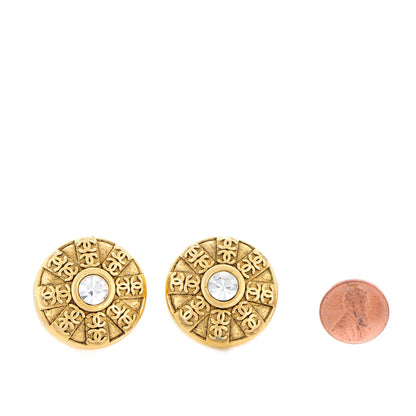 Chanel Crystal Clip On Earrings Gold 2 of 6