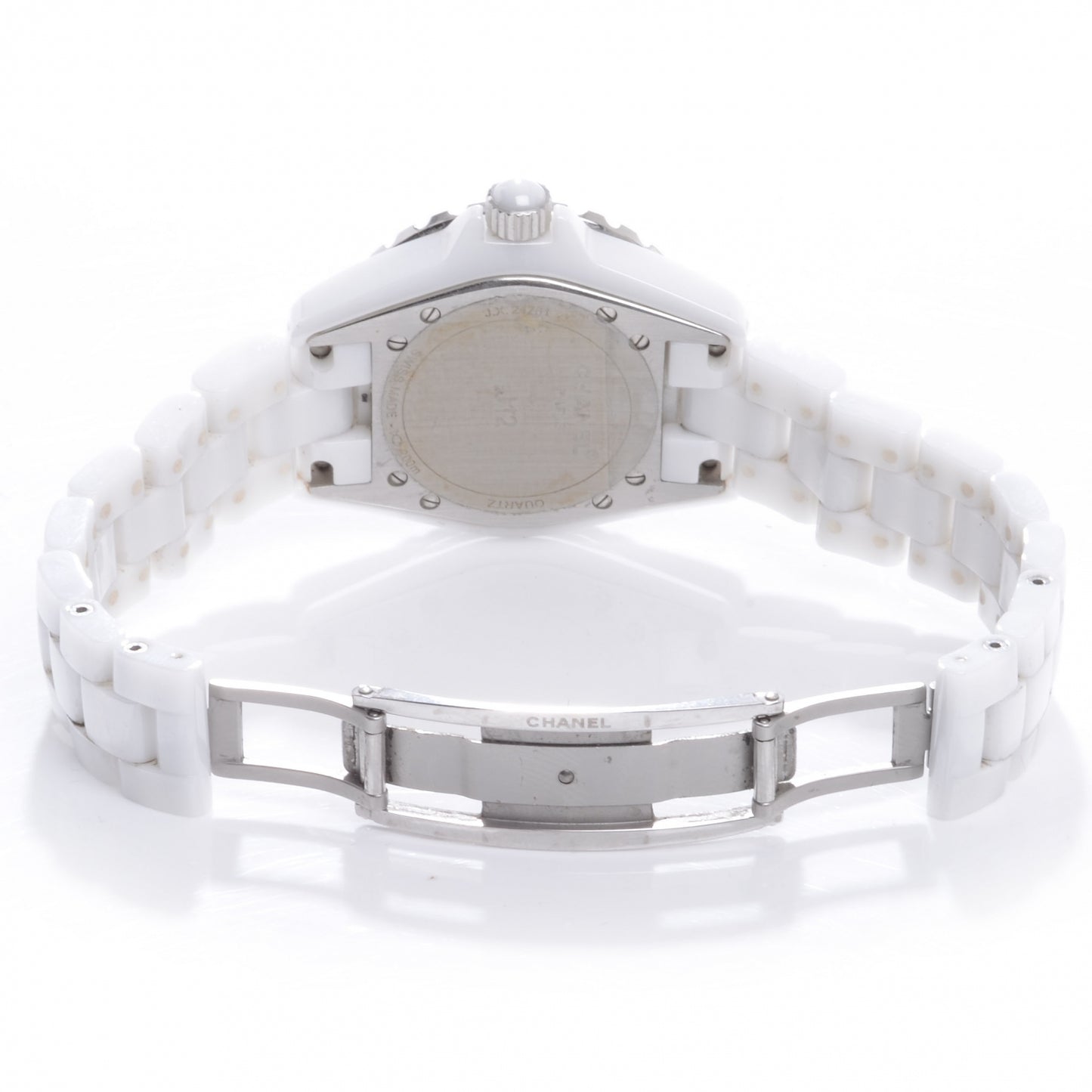 Stainless Steel Ceramic Diamond 33mm J12 Quartz Watch White