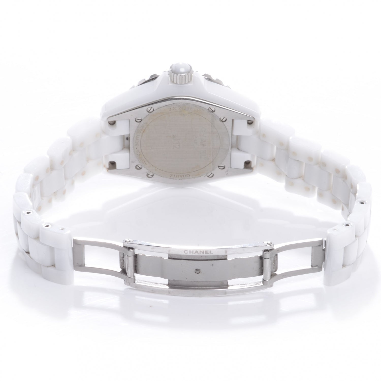 Chanel Stainless Steel Ceramic Diamond 33mm J12 Quartz Watch White 4 of 5