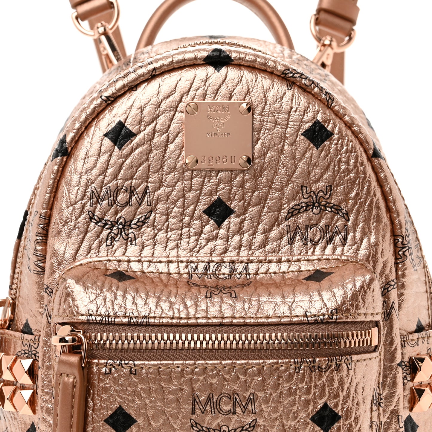 Metallic Visetos Studded X-Mini Bebe Boo Backpack Champagne Gold