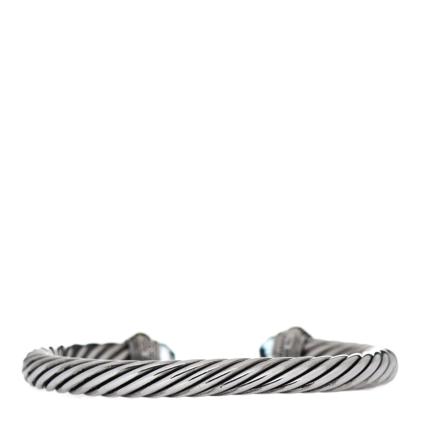 Sterling Silver 14K Yellow Gold Blue Topaz 7mm Cable Classics Bracelet