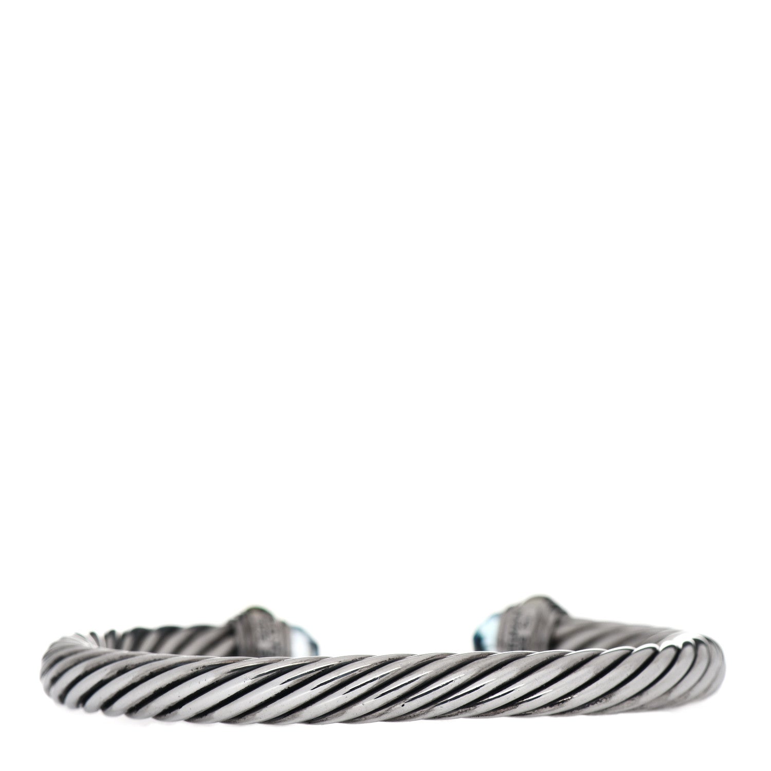 David Yurman Sterling Silver 14K Yellow Gold Blue Topaz 7mm Cable Classics Bracelet 3 of 5