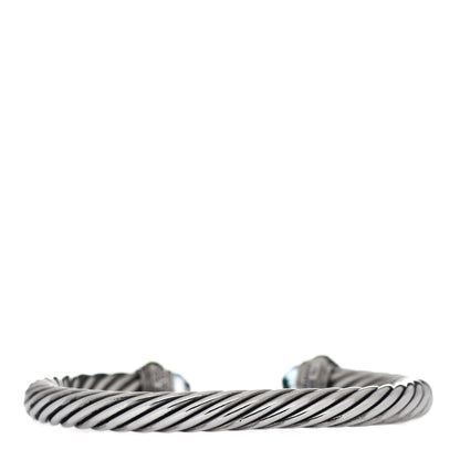 David Yurman Sterling Silver 14K Yellow Gold Blue Topaz 7mm Cable Classics Bracelet 3 of 5