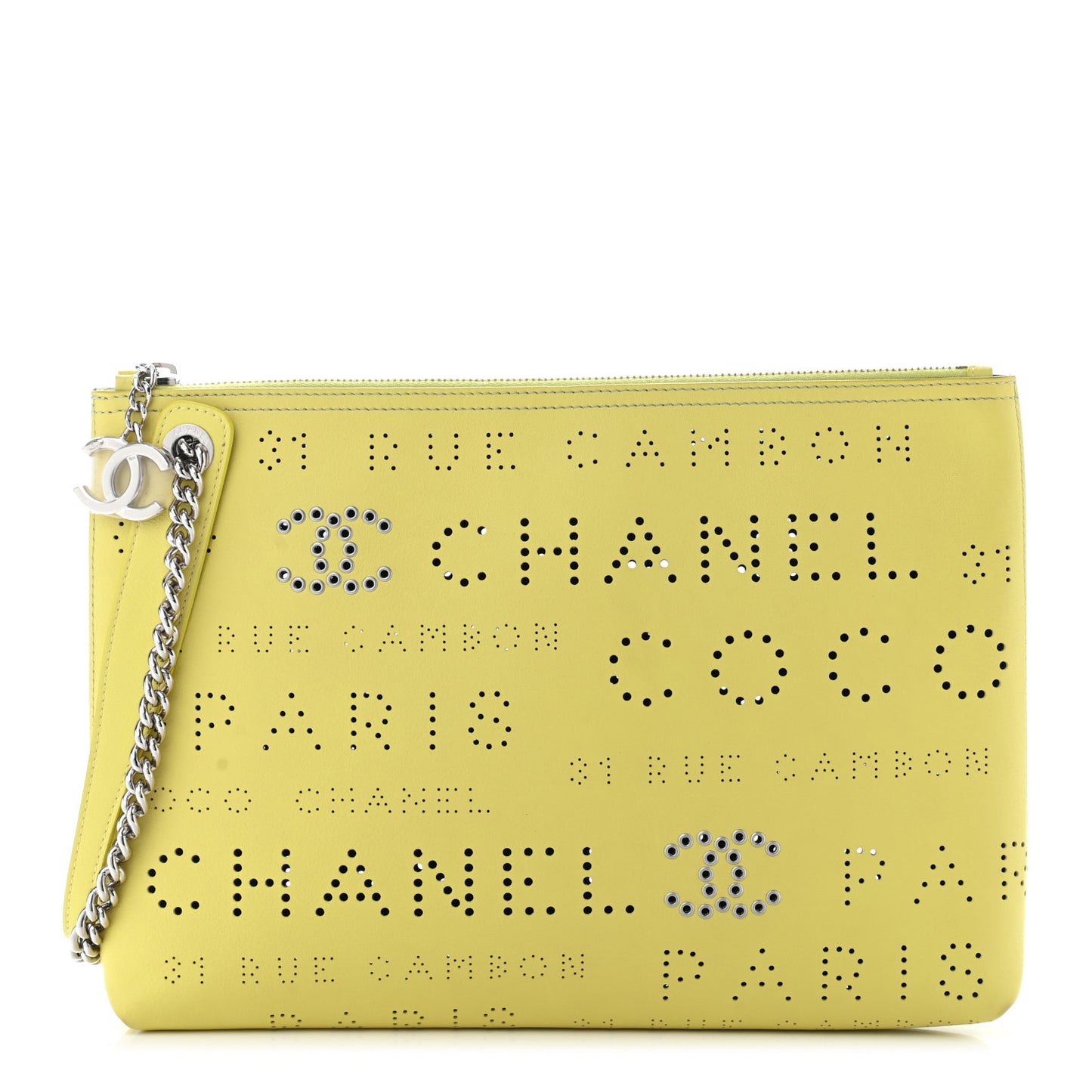 Calfskin Eyelets Clutch Yellow