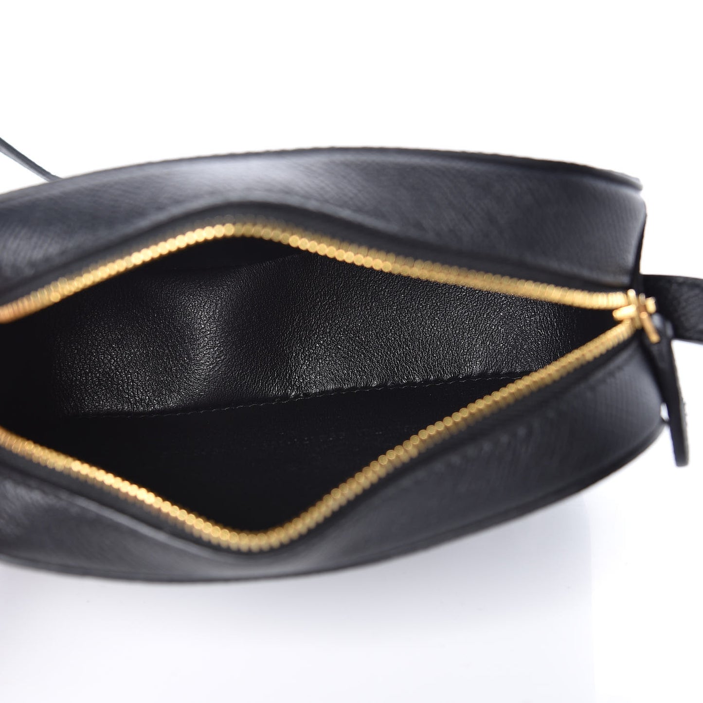 Signature Grained Calfskin Logo XS Ville Camera Bag Black White