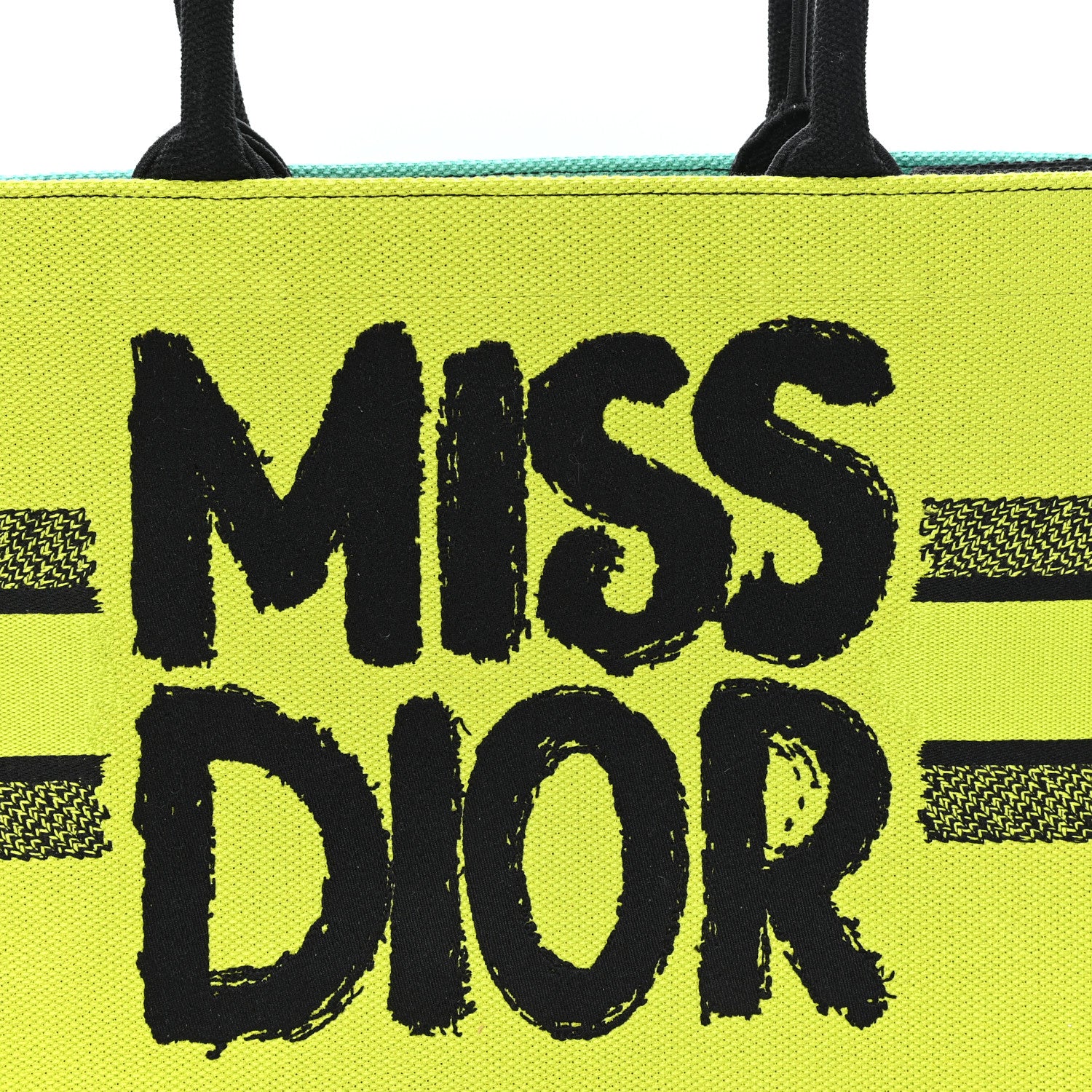 Christian Dior Canvas Embroidered Medium Miss Dior Graffiti Book Tote Green Blue 8 of 12