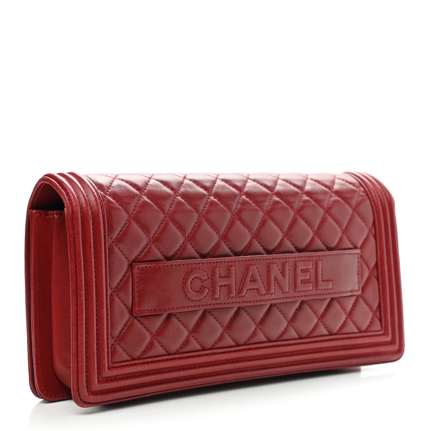 Lambskin Quilted Boy Flap Clutch Red