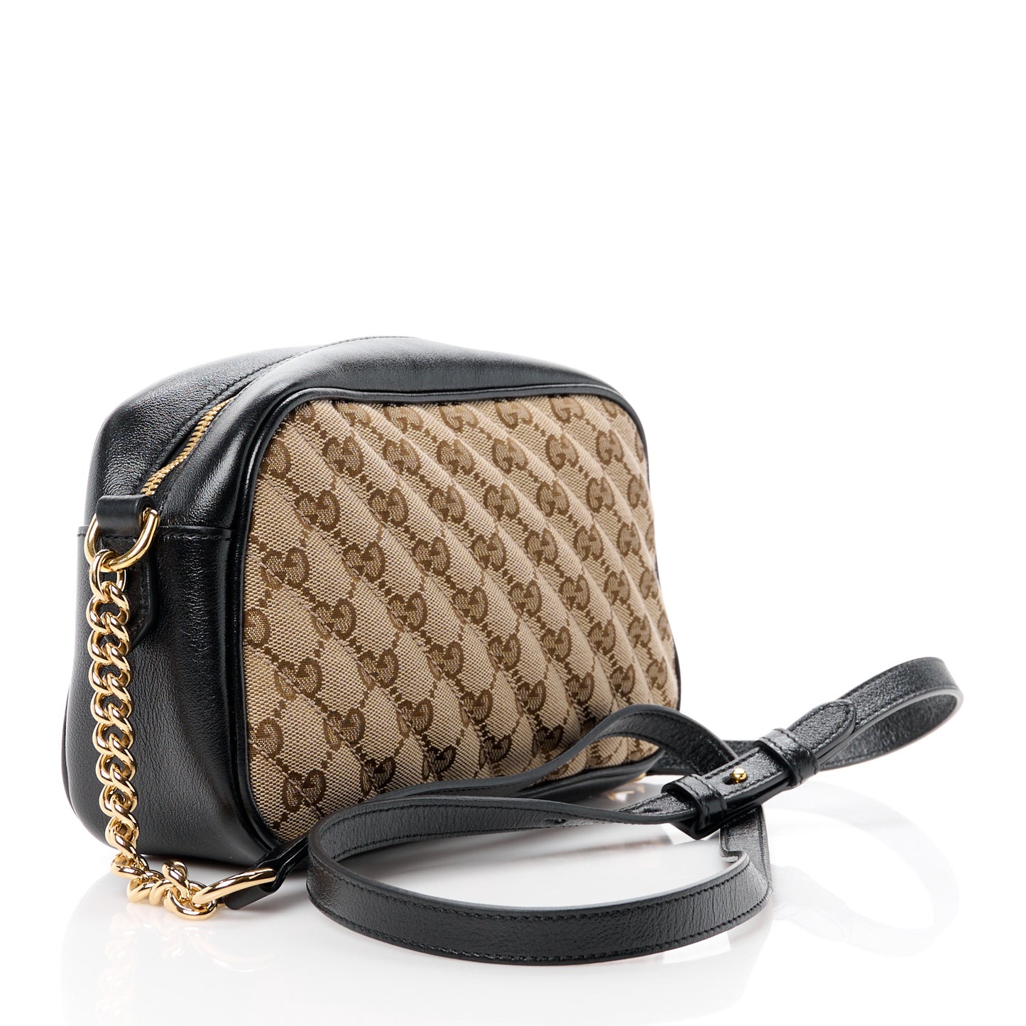 Monogram Matelasse Diagonal Small GG Marmont Chain Shoulder Bag Beige Black