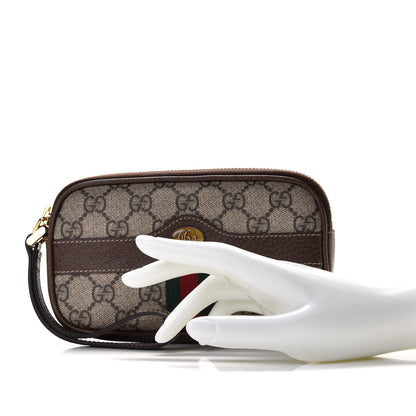 Gucci GG Supreme Monogram Ophidia Phone Case Wristlet Brown 2 of 10