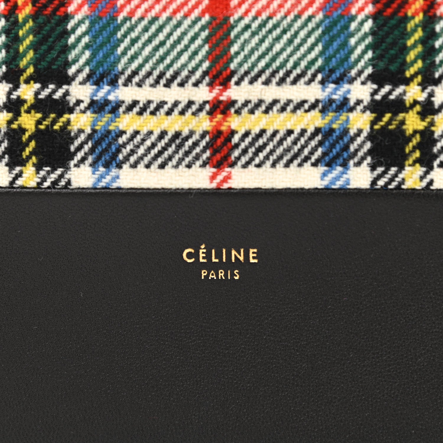 Celine Calfskin Tartan Felt Plaid Clutch Black Multicolor 6 of 7
