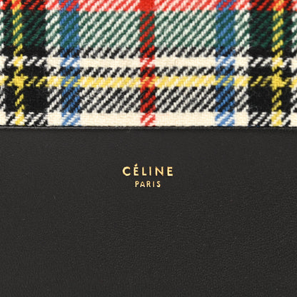 Celine Calfskin Tartan Felt Plaid Clutch Black Multicolor 6 of 7