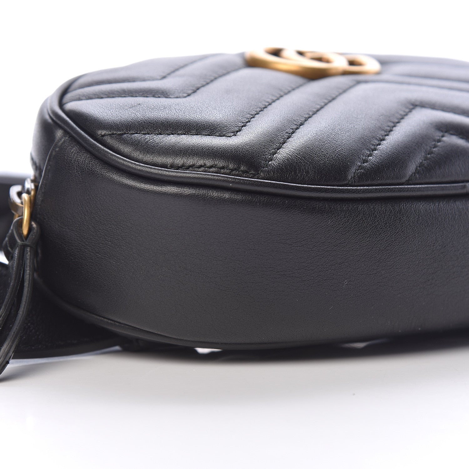 Gucci Calfskin Matelasse GG Marmont Belt Bag 85 34 Black 5 of 11
