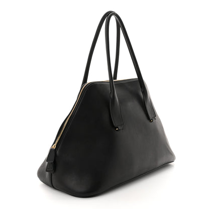 The Row Polished Saddle Calfskin Large Devon Bag Black 3 of 9