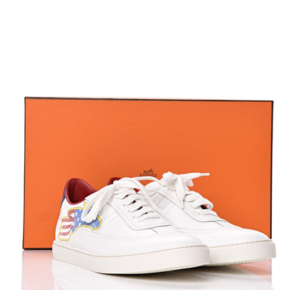 Hermes Calfskin Printed Mens Quicker Sneakers 43.5 White 9 of 9