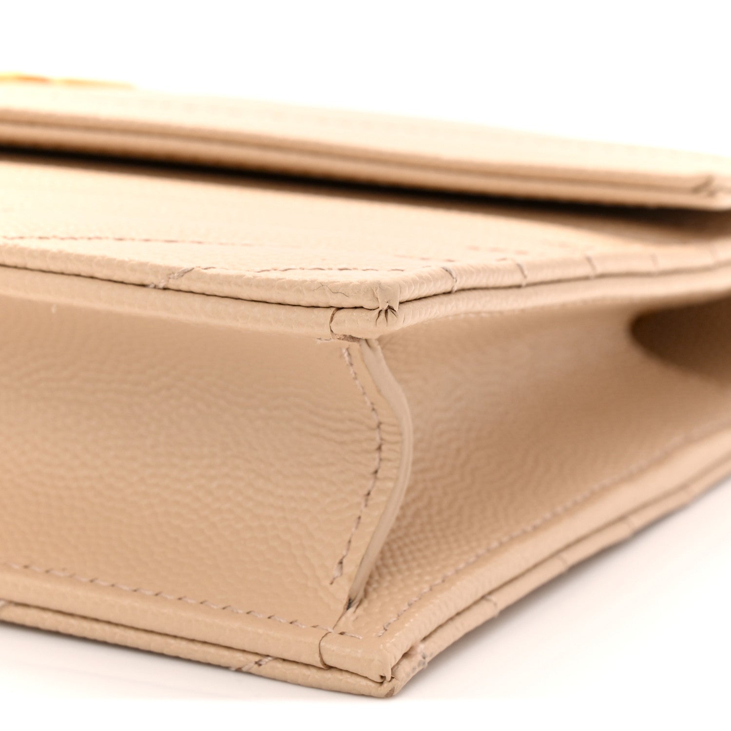Saint Laurent Grain De Poudre Matelasse Chevron Monogram Envelope Chain Wallet Nude Powder 10 of 12