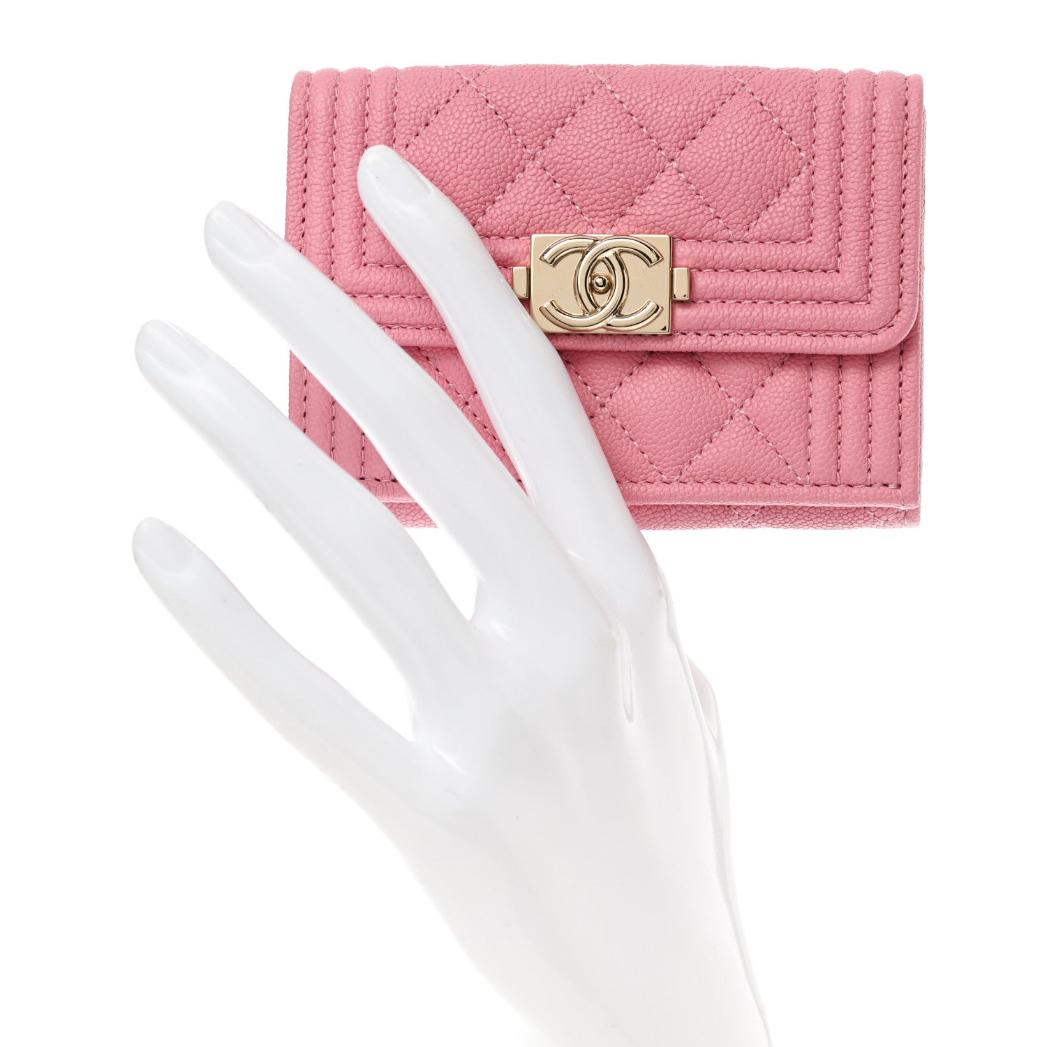 Chanel Caviar Quilted Small Boy Flap Wallet Pink 2 of 10