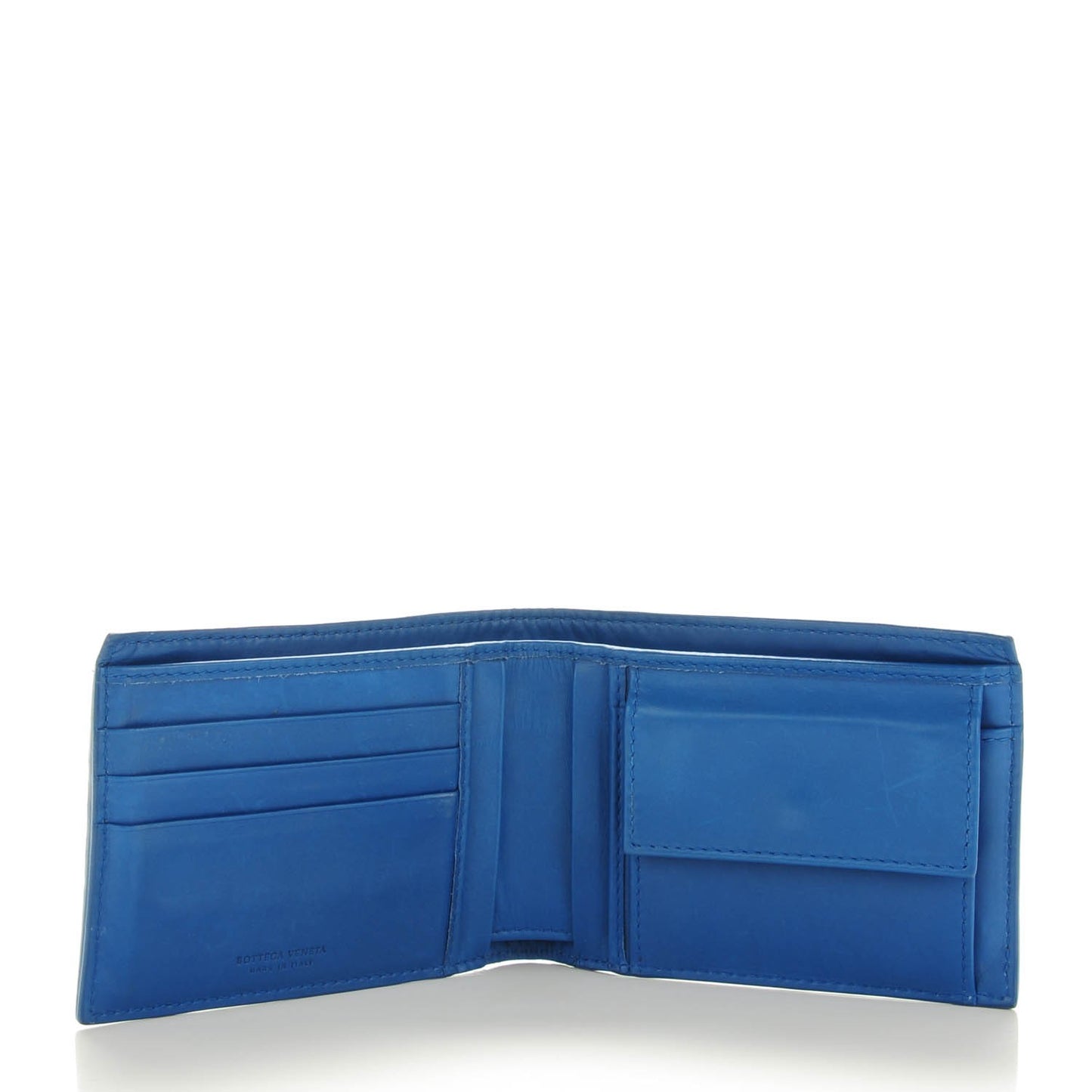Nappa Intrecciato Bi-Fold Wallet Blue