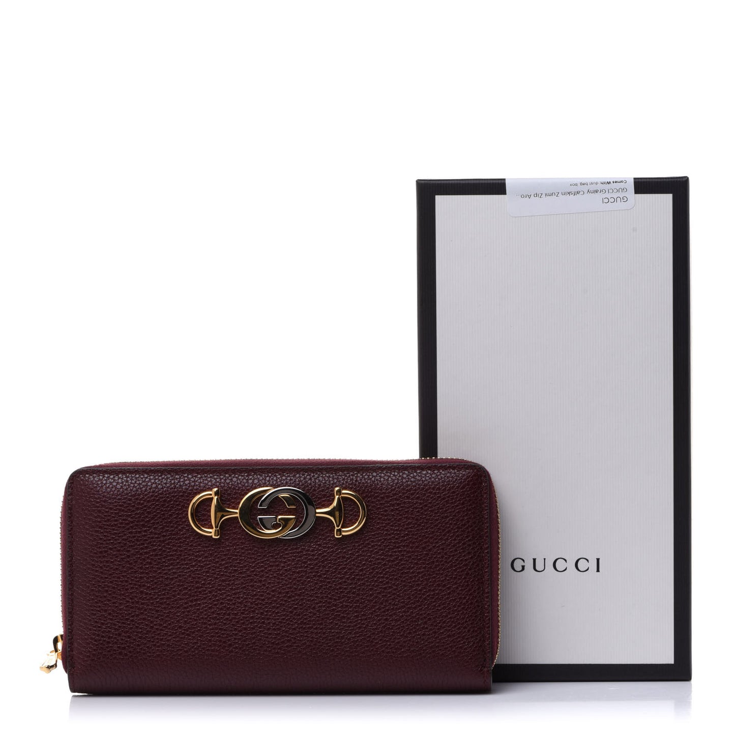 Grainy Calfskin Zumi Zip Around Wallet Vintage Bordeaux