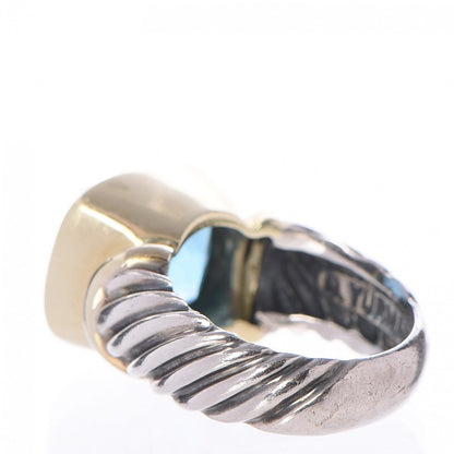 David Yurman Sterling Silver 14K Yellow Gold Blue Topaz 14mm Noblesse Ring 54 6.75 4 of 6