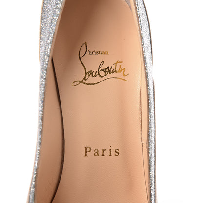 Christian Louboutin Nappa Glitter Mini Jazz Calf Tucsy 120 Pumps 36 Nude Silver 6 of 12
