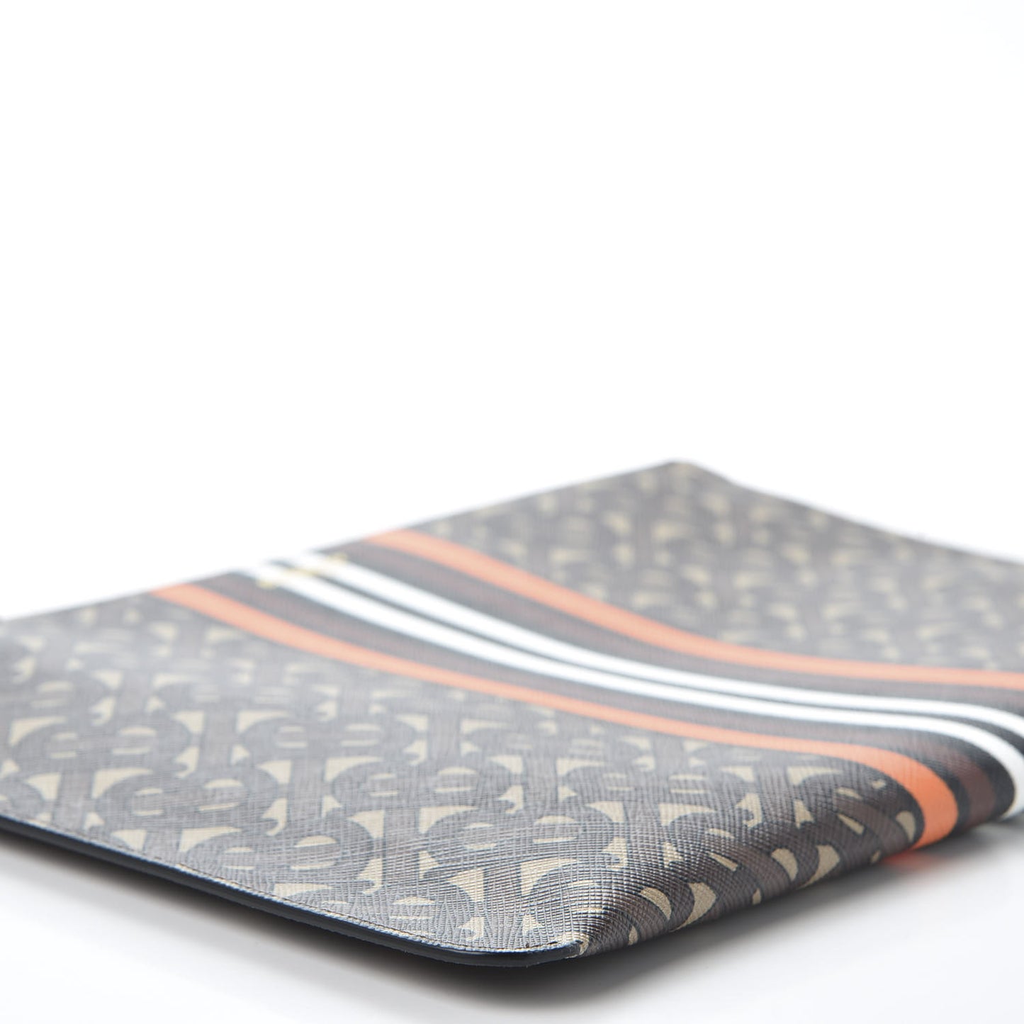 E-Canvas Monogram Stripe Zip Pouch Bridle Brown
