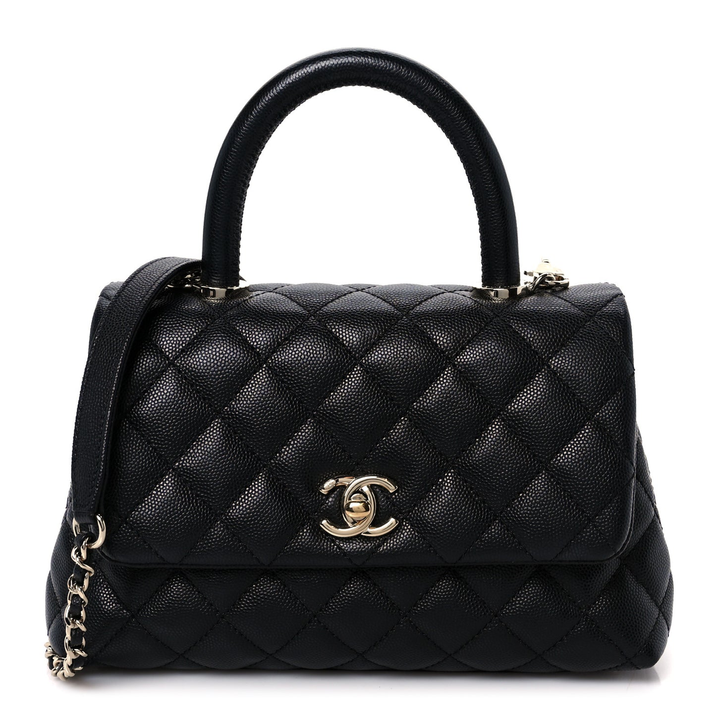 Caviar Quilted Mini Coco Handle Flap Black