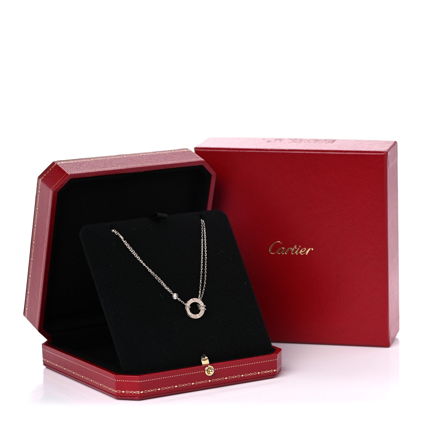 18K White Gold 2 Diamond LOVE Necklace