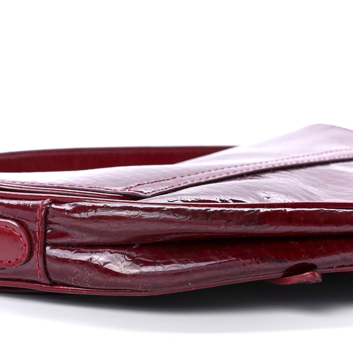 Christian Dior Patent Diorissimo Saddle Bag Dark Red 9 of 10