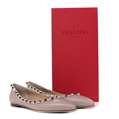 Valentino Garavani Pebbled Calfskin Rockstud Ballerina Flats 38 Poudre 12 of 12