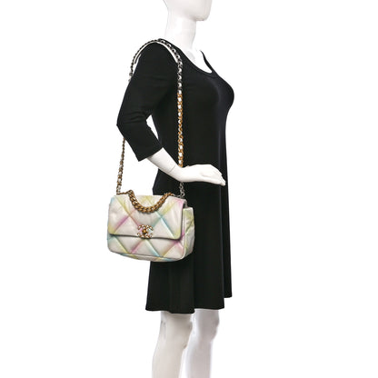 Chanel Printed Goatskin Quilted Medium Chanel 19 Flap White Multicolor 2 of 10