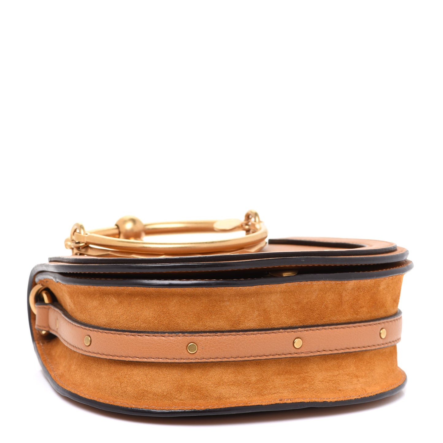 Calfskin Suede Small Nile Bracelet Bag Caramel