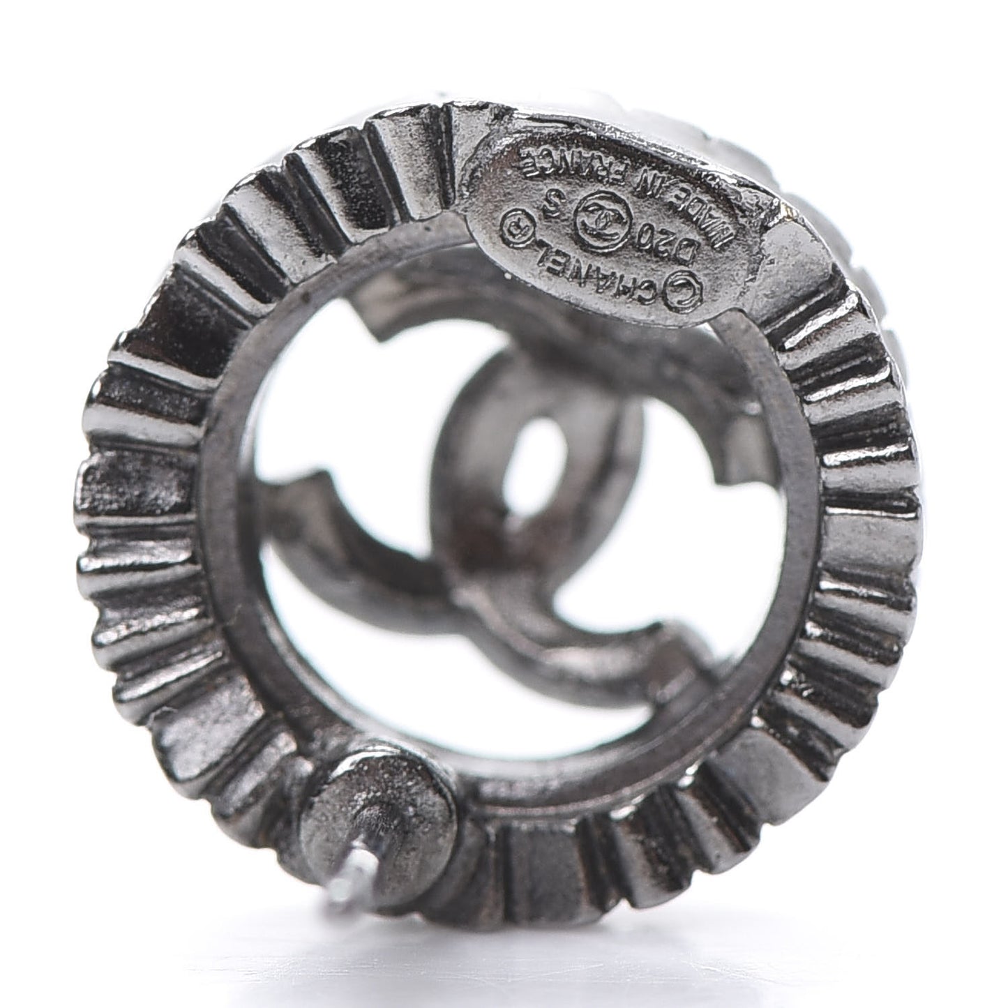 Ruthenium Crystal CC Round Earrings Silver