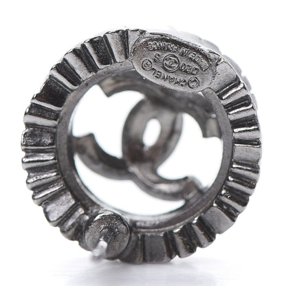 Chanel Ruthenium Crystal CC Round Earrings Silver 4 of 5