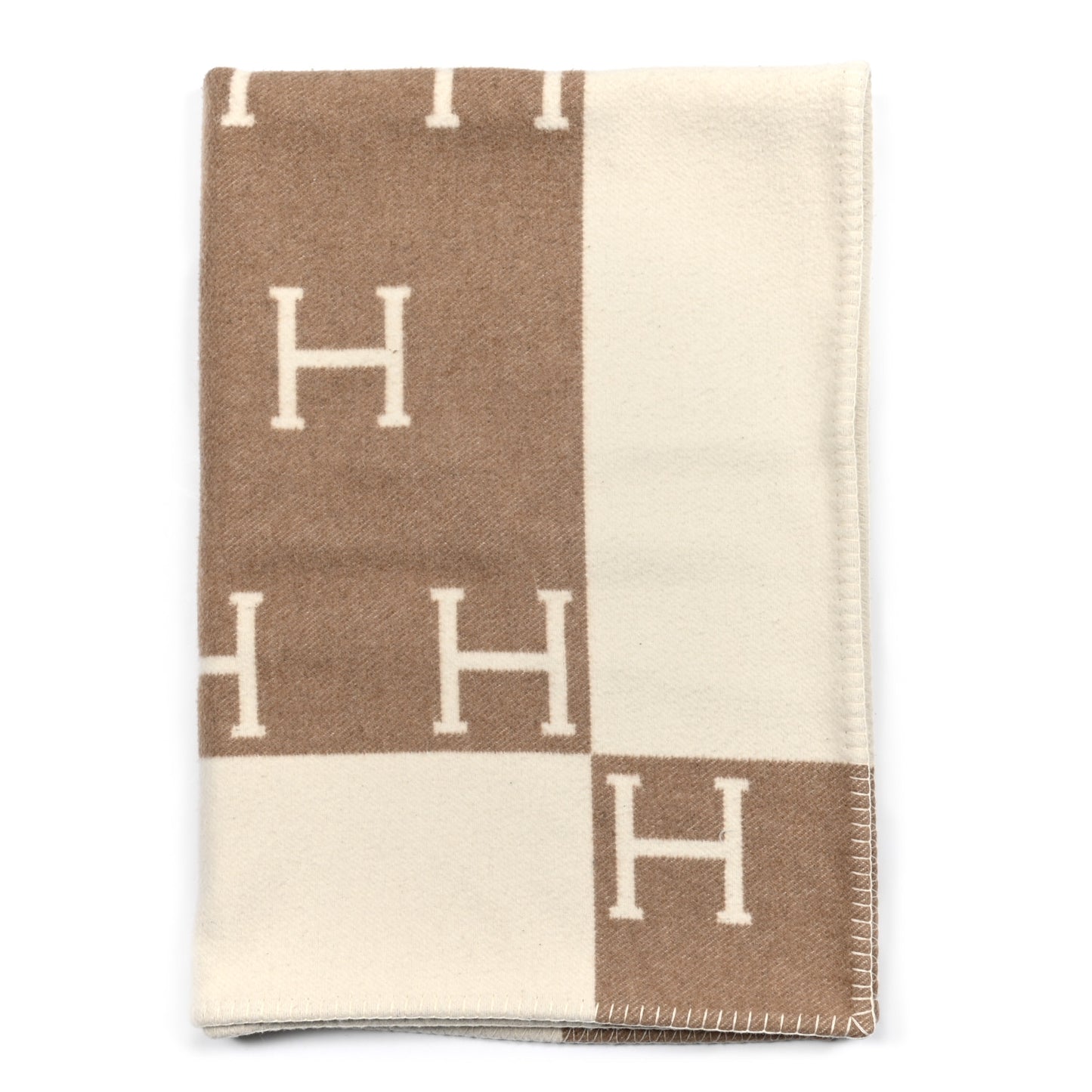 Wool Cashmere Avalon Baby Blanket Noisette Moyen White