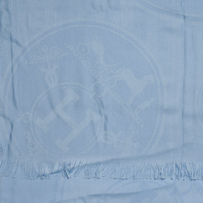 Hermes Cashmere Silk New Libris Stole Bleu Horizon 1 of 5
