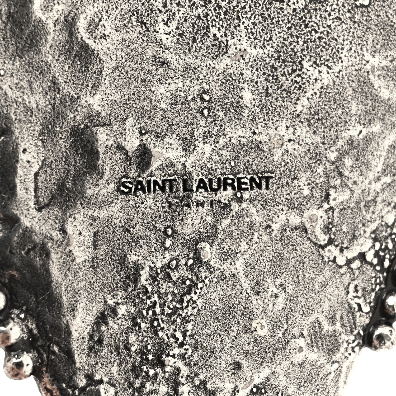 Saint Laurent Crystal Geometric Textured Drop Earrings Silver 4 of 4