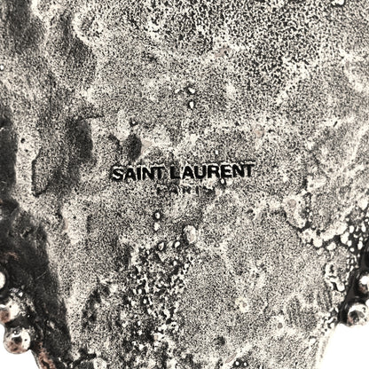 Saint Laurent Crystal Geometric Textured Drop Earrings Silver 4 of 4