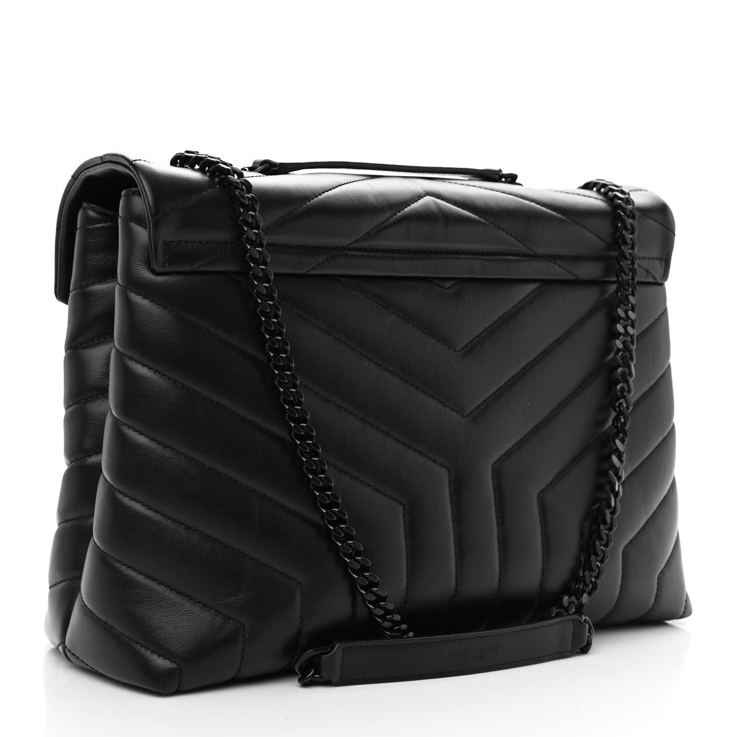 Saint Laurent Calfskin Y Quilted Monogram Monochrome Medium Loulou Chain Satchel Black 3 of 8