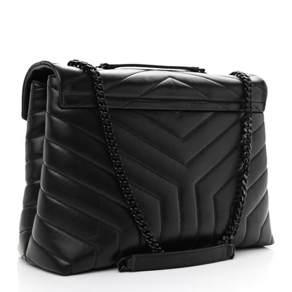Saint Laurent Calfskin Y Quilted Monogram Monochrome Medium Loulou Chain Satchel Black 3 of 8