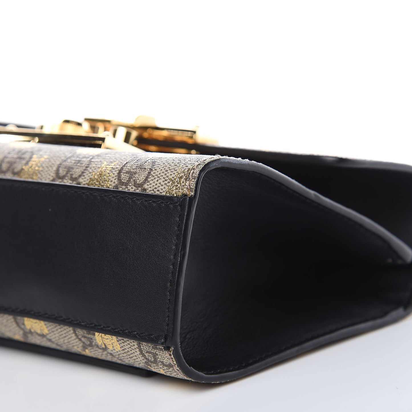 GG Supreme Monogram Bees Small Padlock Shoulder Bag Black