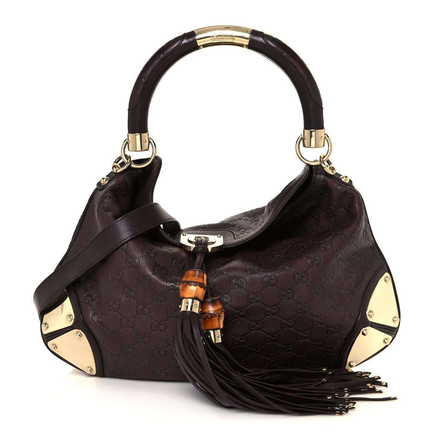 Guccissima Medium Indy Top Handle Hobo Dark Brown